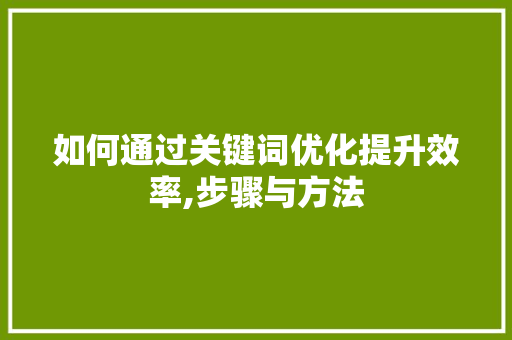 如何通过关键词优化提升效率,步骤与方法 神马SEO