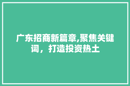 广东招商新篇章,聚焦关键词，打造投资热土 未命名