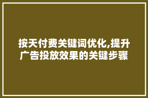 按天付费关键词优化,提升广告投放效果的关键步骤 未命名