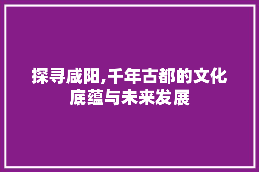 探寻咸阳,千年古都的文化底蕴与未来发展 未命名