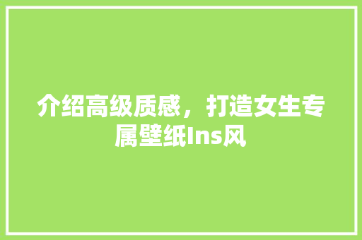 介绍高级质感，打造女生专属壁纸Ins风 GoogleSEO