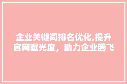 企业关键词排名优化,提升官网曝光度，助力企业腾飞 搜狗SEO