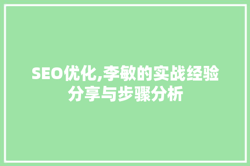 SEO优化,李敏的实战经验分享与步骤分析