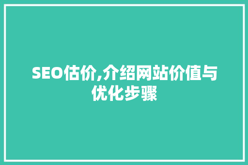 SEO估价,介绍网站价值与优化步骤