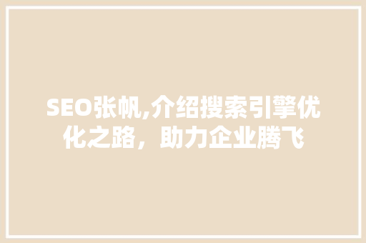 SEO张帆,介绍搜索引擎优化之路，助力企业腾飞