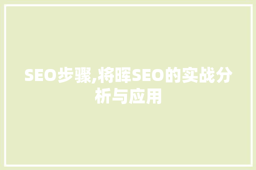 SEO步骤,将晖SEO的实战分析与应用