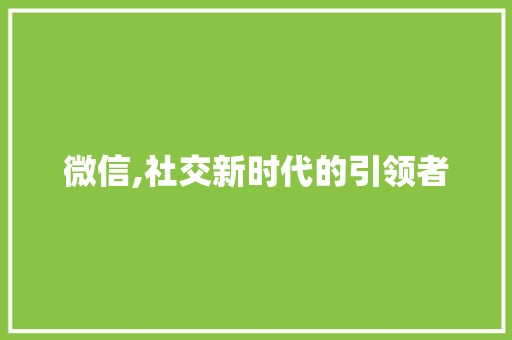 微信,社交新时代的引领者 百度SEO