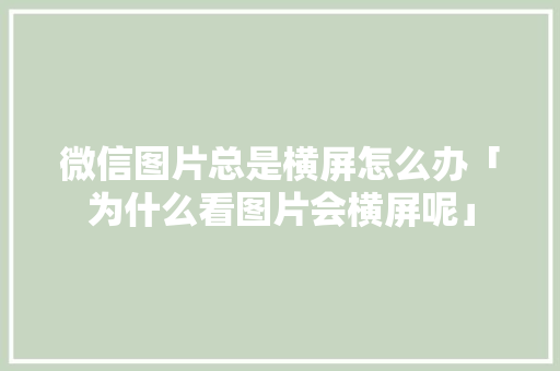 微信图片总是横屏怎么办「为什么看图片会横屏呢」 微信图片总是横屏怎么办「为什么看图片会横屏呢」 GoogleSEO