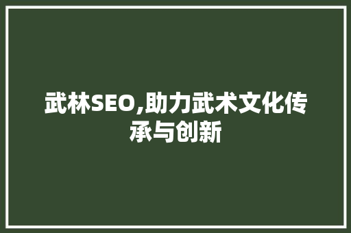 武林SEO,助力武术文化传承与创新 GoogleSEO