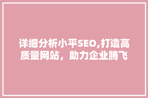 详细分析小平SEO,打造高质量网站，助力企业腾飞