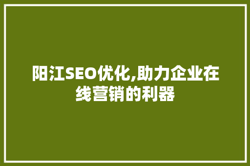 阳江SEO优化,助力企业在线营销的利器 必应SEO