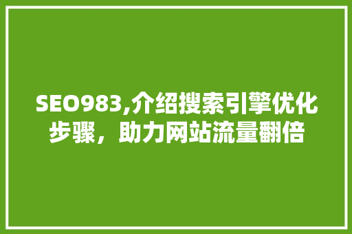 SEO983,介绍搜索引擎优化步骤，助力网站流量翻倍