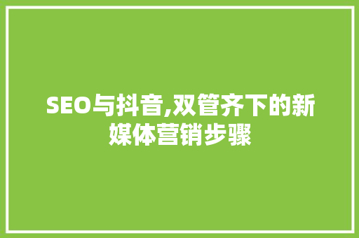 SEO与抖音,双管齐下的新媒体营销步骤