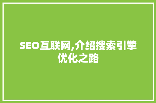 SEO互联网,介绍搜索引擎优化之路 百度SEO