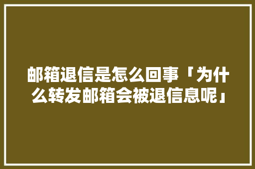 邮箱退信是怎么回事「为什么转发邮箱会被退信息呢」 邮箱退信是怎么回事「为什么转发邮箱会被退信息呢」 GoogleSEO