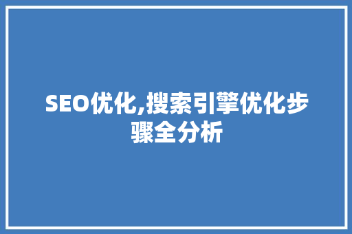 SEO优化,搜索引擎优化步骤全分析