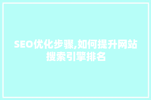 SEO优化步骤,如何提升网站搜索引擎排名