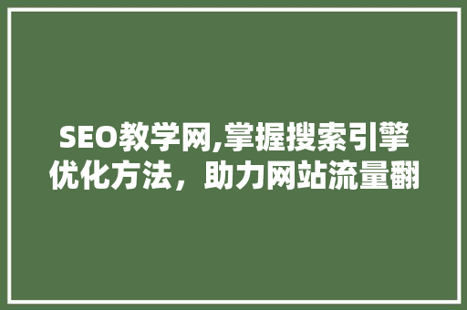 SEO教学网,掌握搜索引擎优化方法，助力网站流量翻倍增长