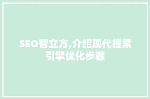 SEO智立方,介绍现代搜索引擎优化步骤