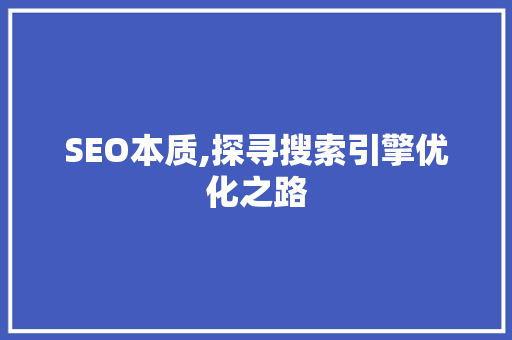 SEO本质,探寻搜索引擎优化之路
