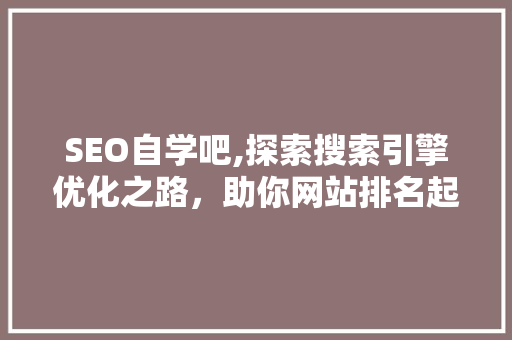 SEO自学吧,探索搜索引擎优化之路，助你网站排名起飞 神马SEO