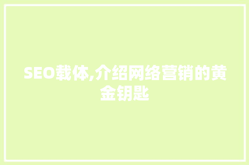 SEO载体,介绍网络营销的黄金钥匙