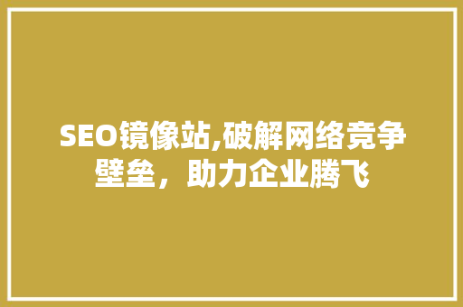 SEO镜像站,破解网络竞争壁垒，助力企业腾飞 百度SEO