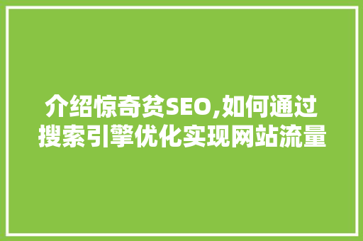 介绍惊奇贫SEO,如何通过搜索引擎优化实现网站流量翻倍