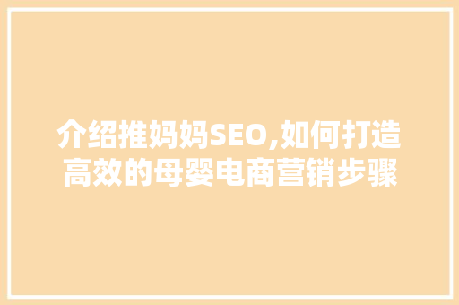 介绍推妈妈SEO,如何打造高效的母婴电商营销步骤 百度SEO