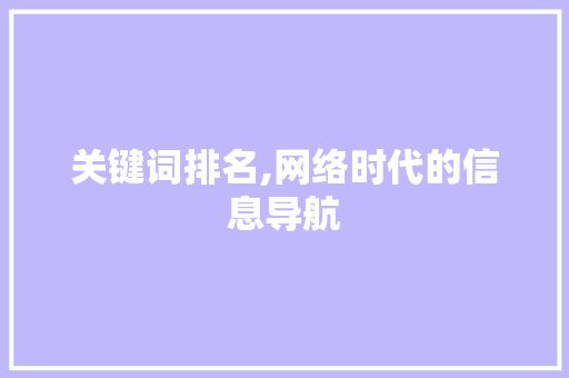关键词排名,网络时代的信息导航