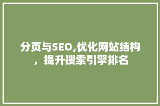 分页与SEO,优化网站结构，提升搜索引擎排名