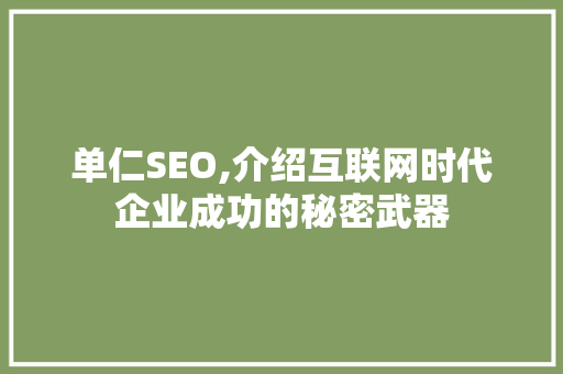 单仁SEO,介绍互联网时代企业成功的秘密武器