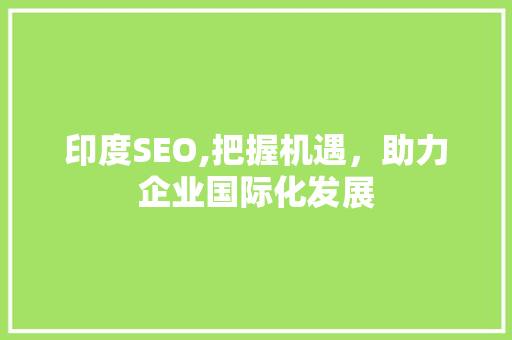 印度SEO,把握机遇，助力企业国际化发展 GoogleSEO