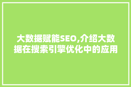 大数据赋能SEO,介绍大数据在搜索引擎优化中的应用与价值 百度SEO