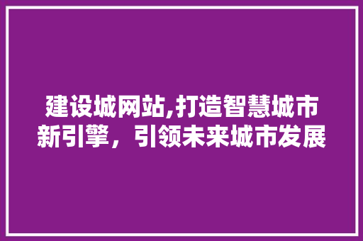 建设城网站,打造智慧城市新引擎，引领未来城市发展新趋势 GoogleSEO