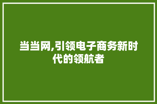 当当网,引领电子商务新时代的领航者 搜狗SEO