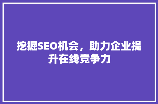 挖掘SEO机会，助力企业提升在线竞争力 搜狗SEO