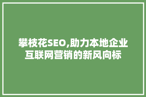 攀枝花SEO,助力本地企业互联网营销的新风向标 神马SEO