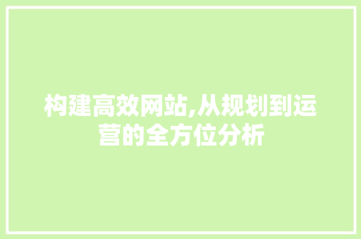 构建高效网站,从规划到运营的全方位分析 必应SEO
