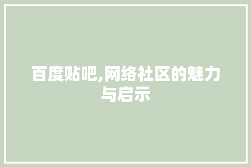 百度贴吧,网络社区的魅力与启示 百度SEO