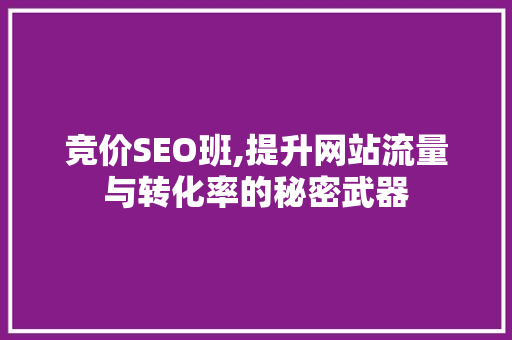 竞价SEO班,提升网站流量与转化率的秘密武器 GoogleSEO