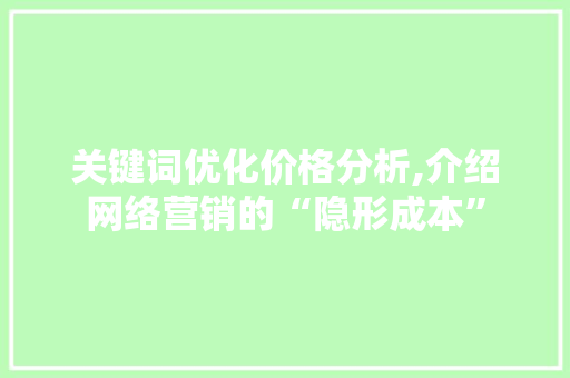 关键词优化价格分析,介绍网络营销的“隐形成本”
