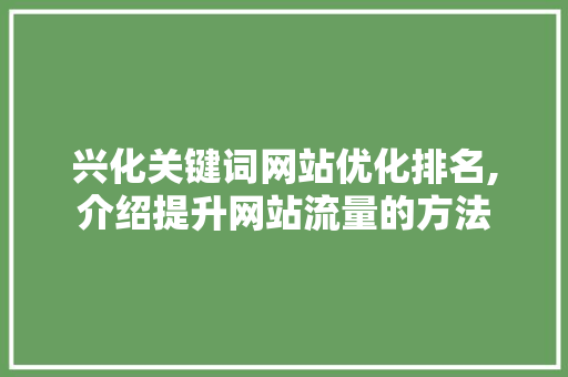 兴化关键词网站优化排名,介绍提升网站流量的方法