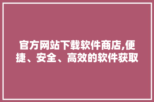 官方网站下载软件商店,便捷、安全、高效的软件获取之路
