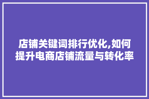 店铺关键词排行优化,如何提升电商店铺流量与转化率