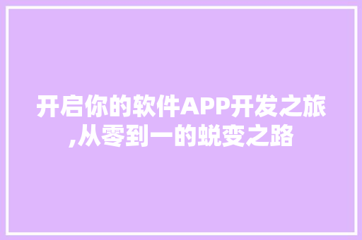 开启你的软件APP开发之旅,从零到一的蜕变之路 百度SEO
