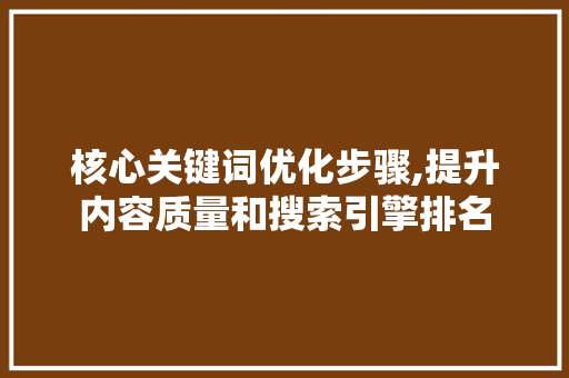 核心关键词优化步骤,提升内容质量和搜索引擎排名