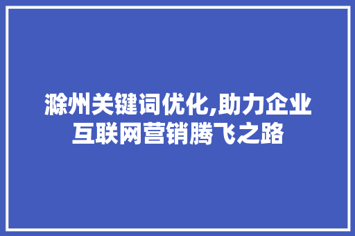 滁州关键词优化,助力企业互联网营销腾飞之路 未命名