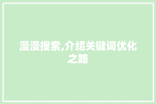 漫漫搜索,介绍关键词优化之路