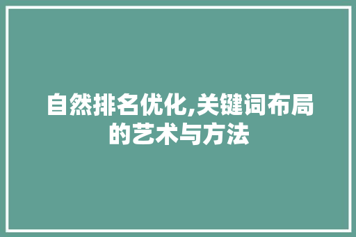自然排名优化,关键词布局的艺术与方法